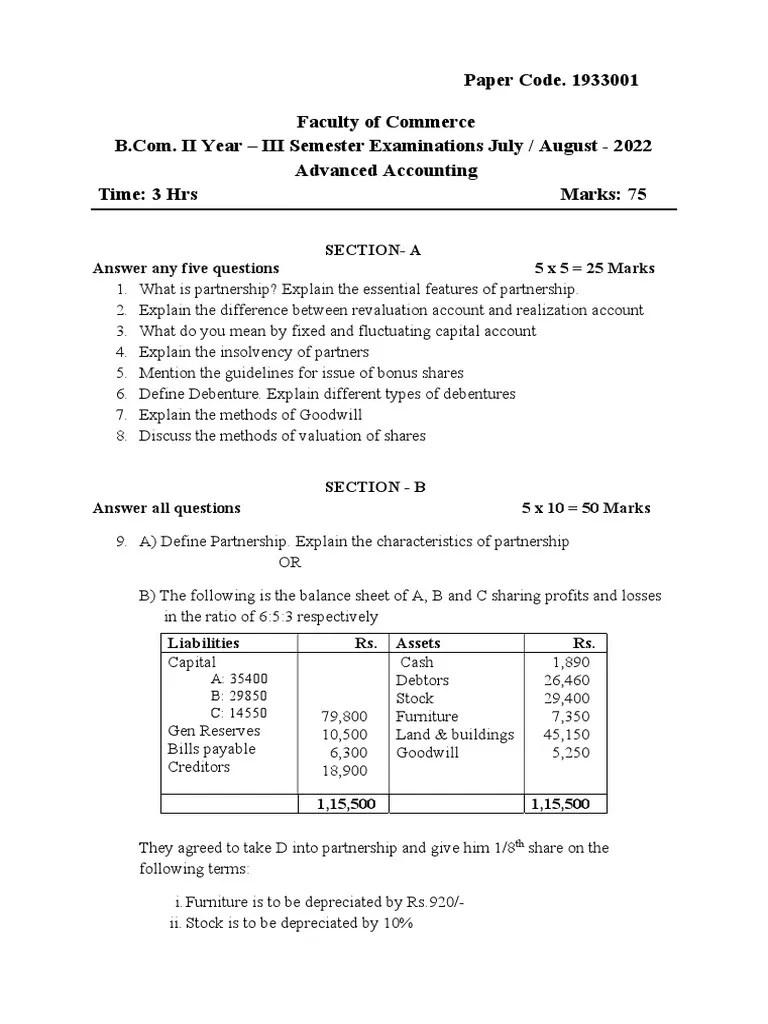 SEM III - Advanced Accounting (EM) | PDF | Valuation (Finance ...