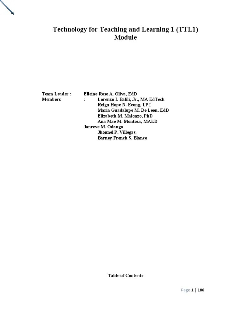 COMPLETE Module Technology For Teaching And Learning 1 TTL1 | PDF ...