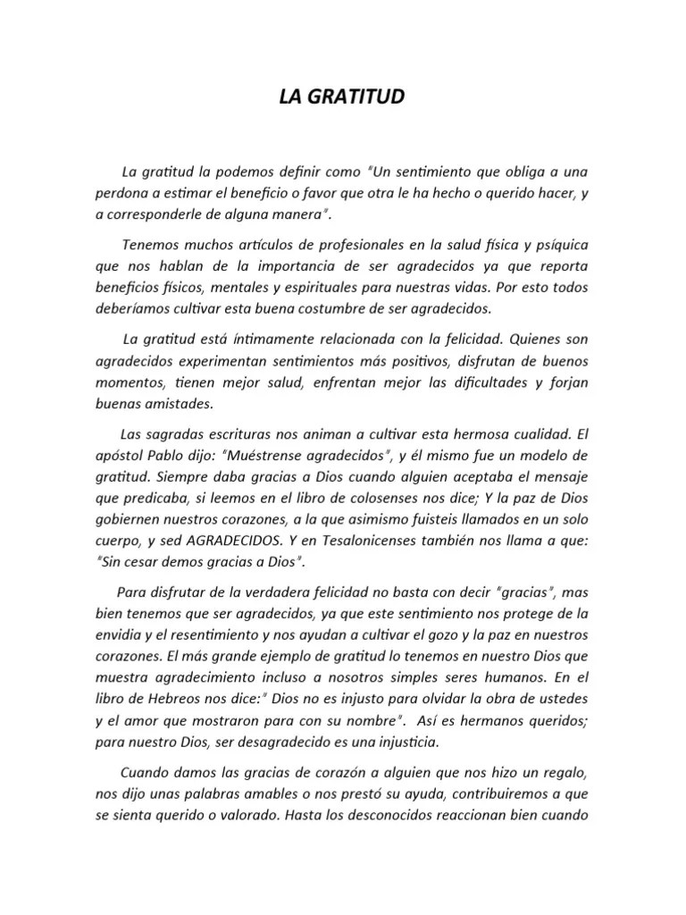 La Gratitud | PDF | Gratitud | Dios
