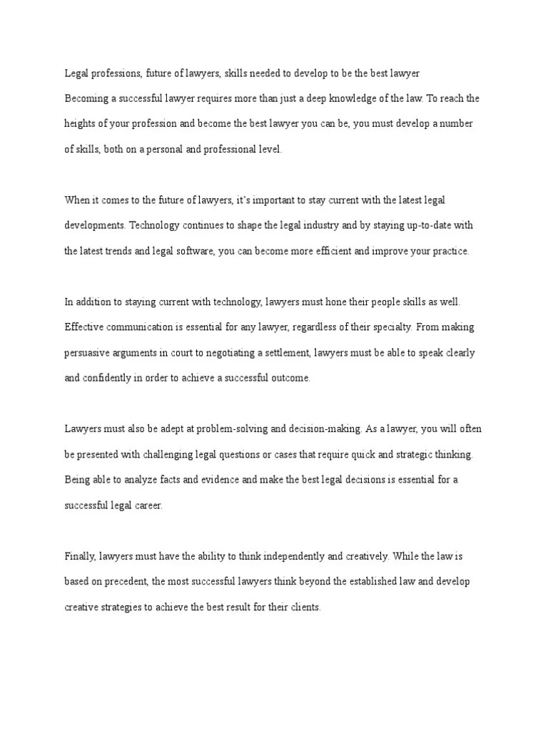 Legal Professions, Future Of Lawyers, Skills Needed To Develop To Be The Best Lawyer | PDF ...