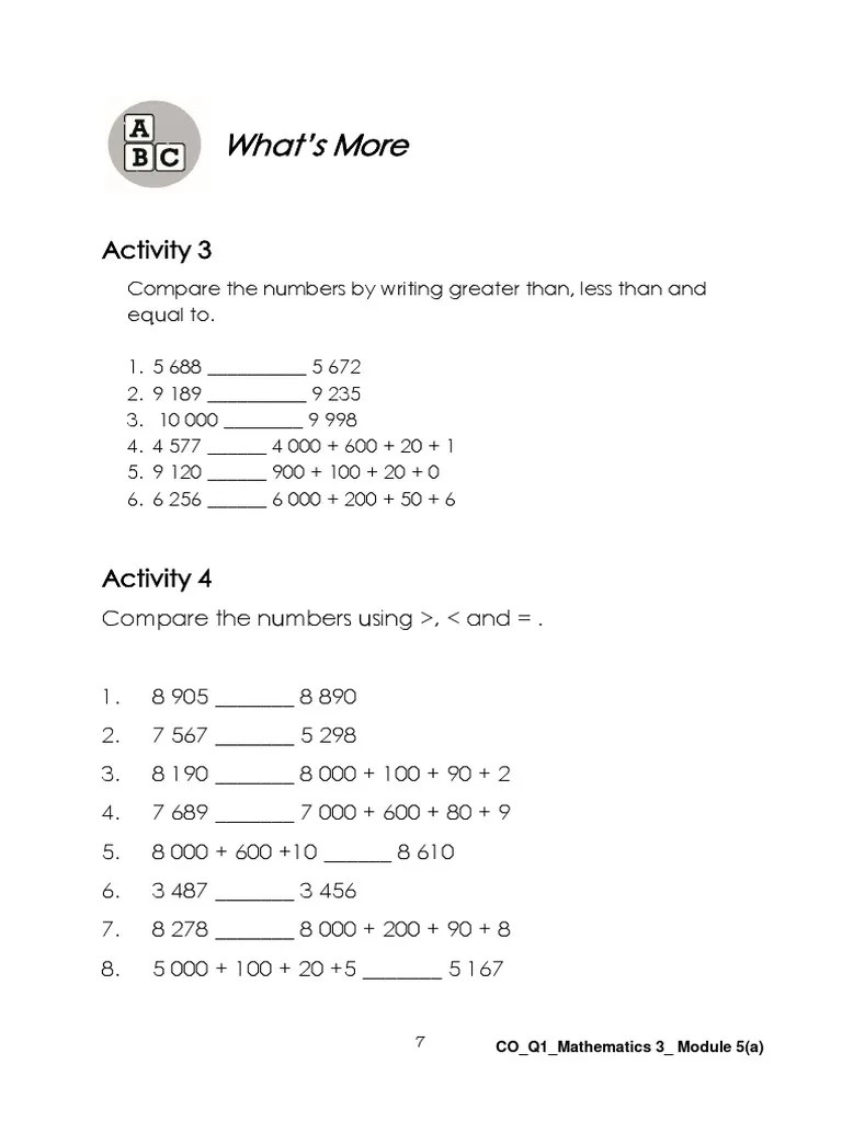 Comparing Numbers Up To 10 000 - V2 | PDF
