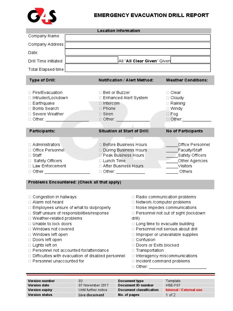 Emergency Evacuation Drill Report | PDF | Emergency Evacuation | Emergency