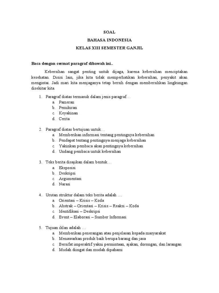 Soal Bahasa Indonesia | PDF