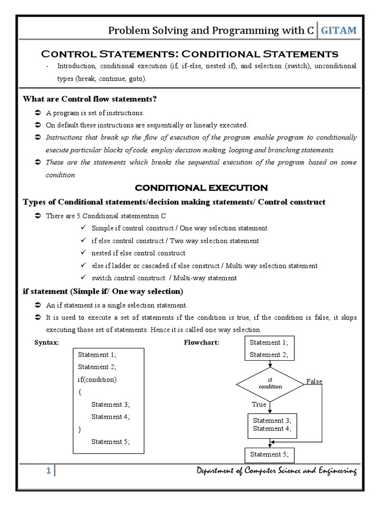 Conditional Statements - 01 | PDF | Control Flow | Systems Engineering