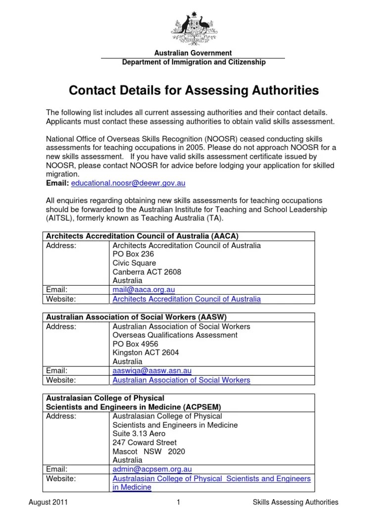 Assessing Authorities Australia Accountant