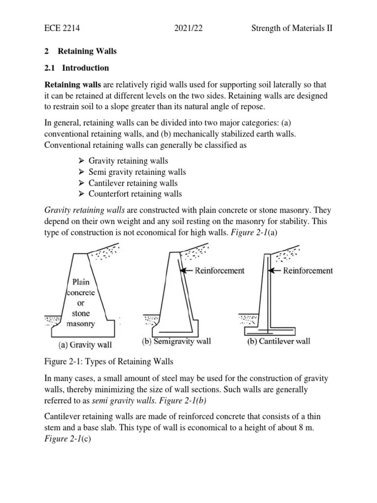 Stability Of Retaining Walls | PDF | Mechanical Engineering | Physical Sciences