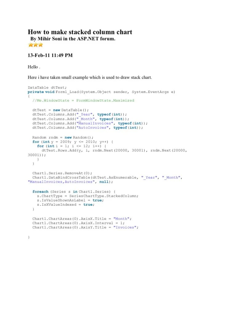 Creating Stacked Column Charts From Data In ASP.NET | PDF