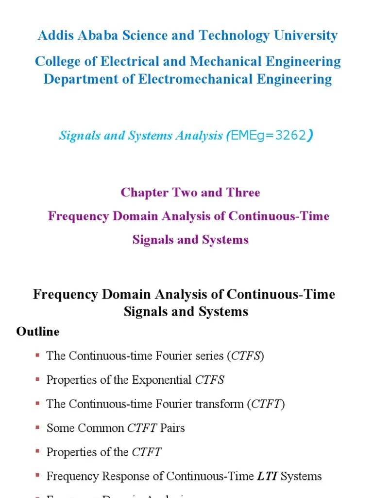 04 Frequency Domain Analysis Of Continuous Time Signals And Systems ...