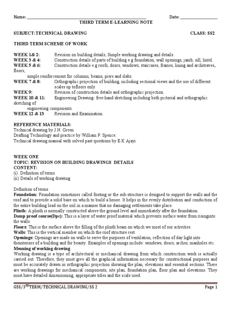 3RD Term S2 Technical Drawing | PDF | Stairs | Deep Foundation