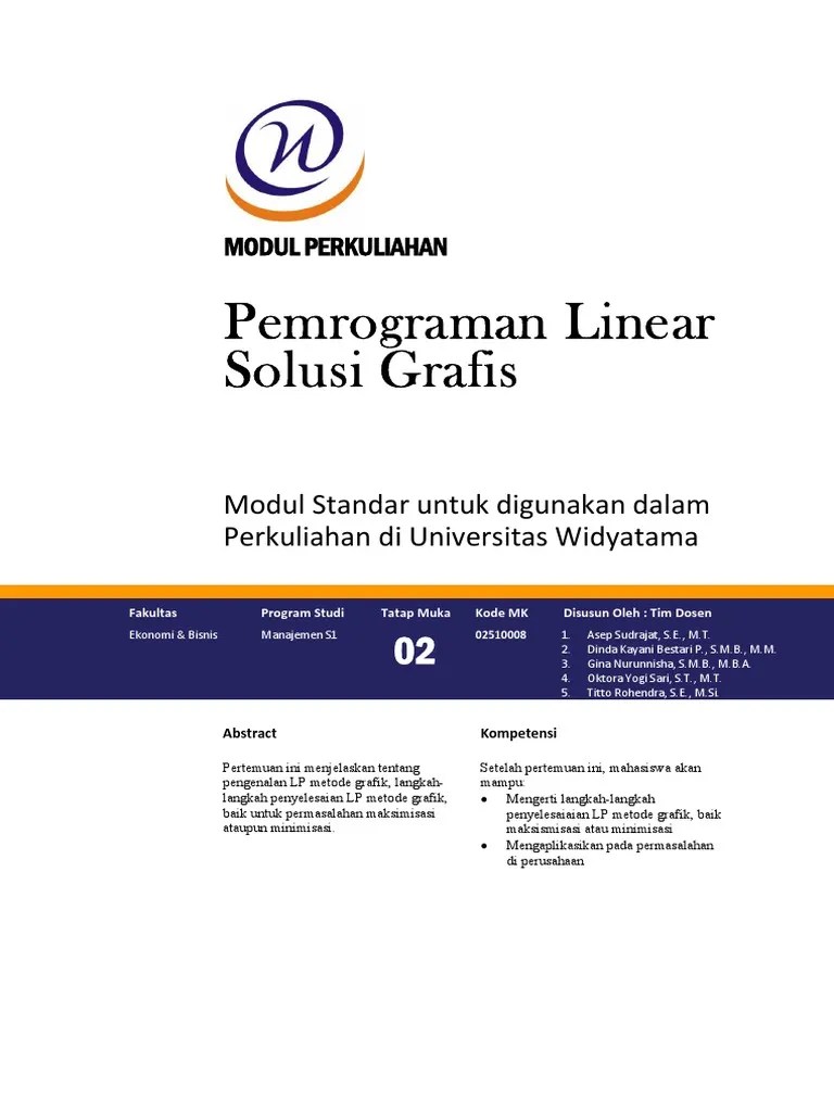 Modul Minggu 02 - Linear Programming Solusi Grafis | PDF