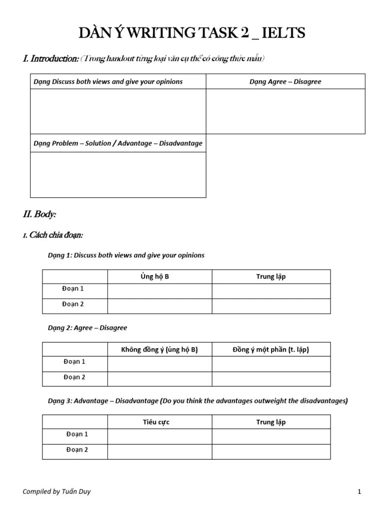 Dàn Ý Writing Task 2 | PDF