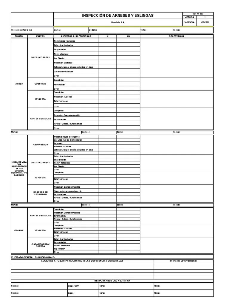 Inspeccion De Arnes | PDF | Materiales | Procesos Industriales