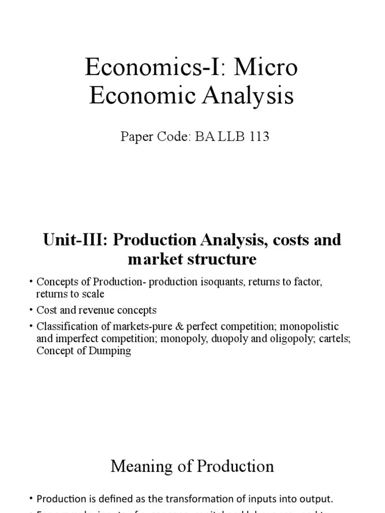 Economics-I Unit 3 | PDF | Production Function | Long Run And Short Run