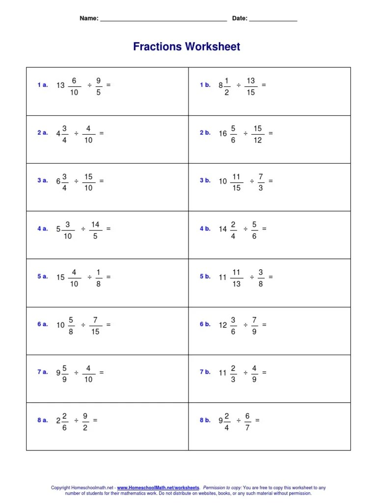 Fractions - Worksheet Mixed Number Division | Download Free PDF | Government Information | Data ...