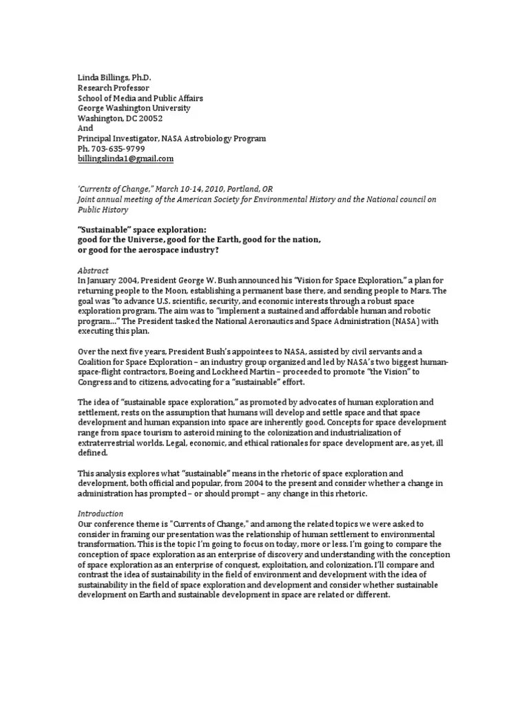 Sustainable Space Exploration? | PDF | Resource | Environmentalism