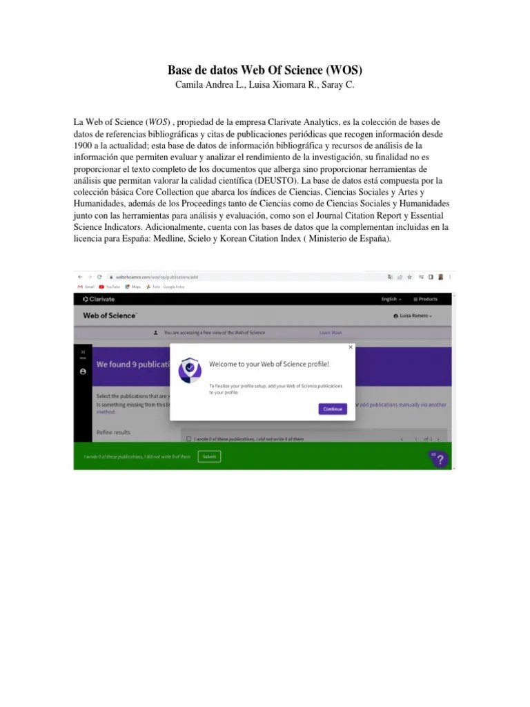 Base De Datos Web Of Science | PDF