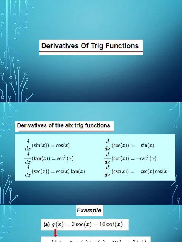 Calculus 1-Chapter 3 - Derivatives (PART 3) - Trigonometric, Exponential Logarithmic Functions | PDF
