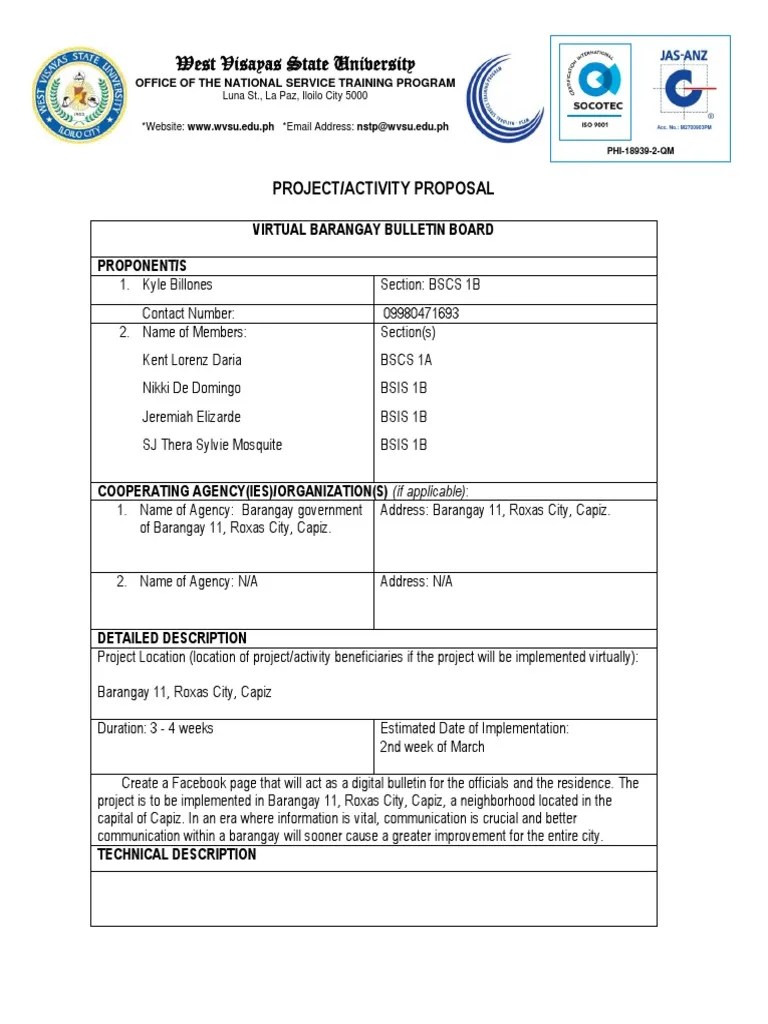 Community Project Proposal | PDF | Information Technology | Computing