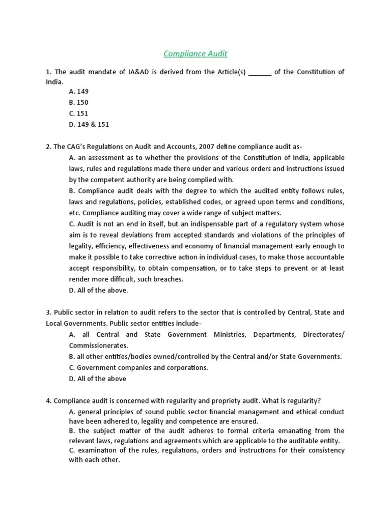 Compliance Audit | PDF | Audit | Validity (Statistics)