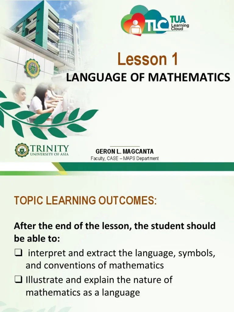 Lesson 1 Introduces The Language Of Mathematics | PDF | Mathematics ...