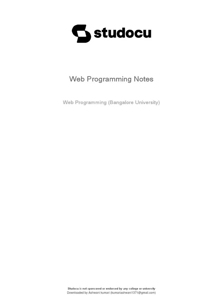 Web Programming Notes | PDF | Html | Xhtml