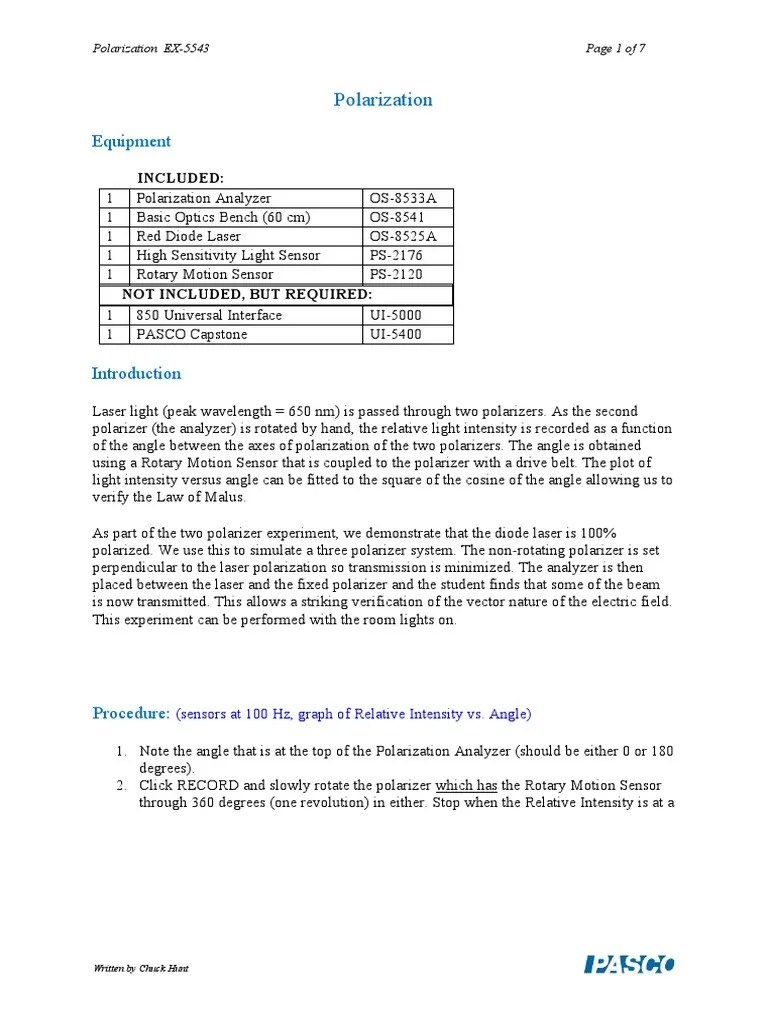 Polarization Of Light | PDF | Polarization (Waves) | Light