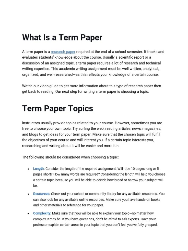 What Is A Term Paper | PDF | Expert | Communication