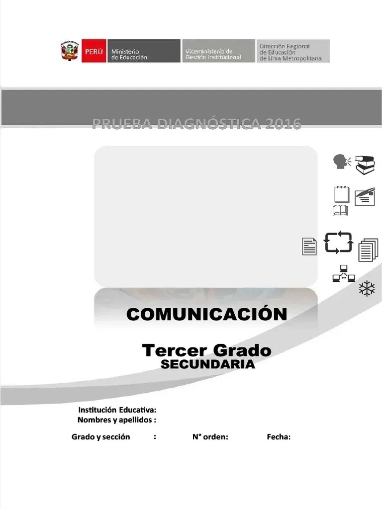 PDF Evaluacion Diagnostica Comunicacion 3 Grado V2 Compress | PDF ...