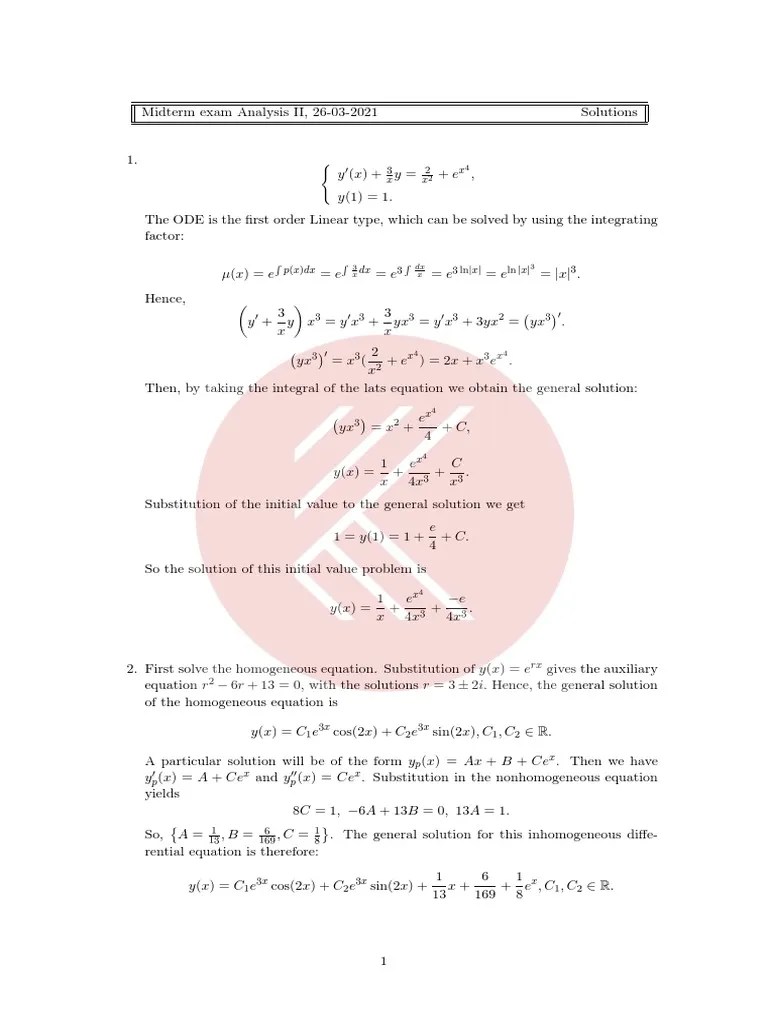 2021 Midterm Solutions | PDF | Limit (Mathematics) | Functions And Mappings
