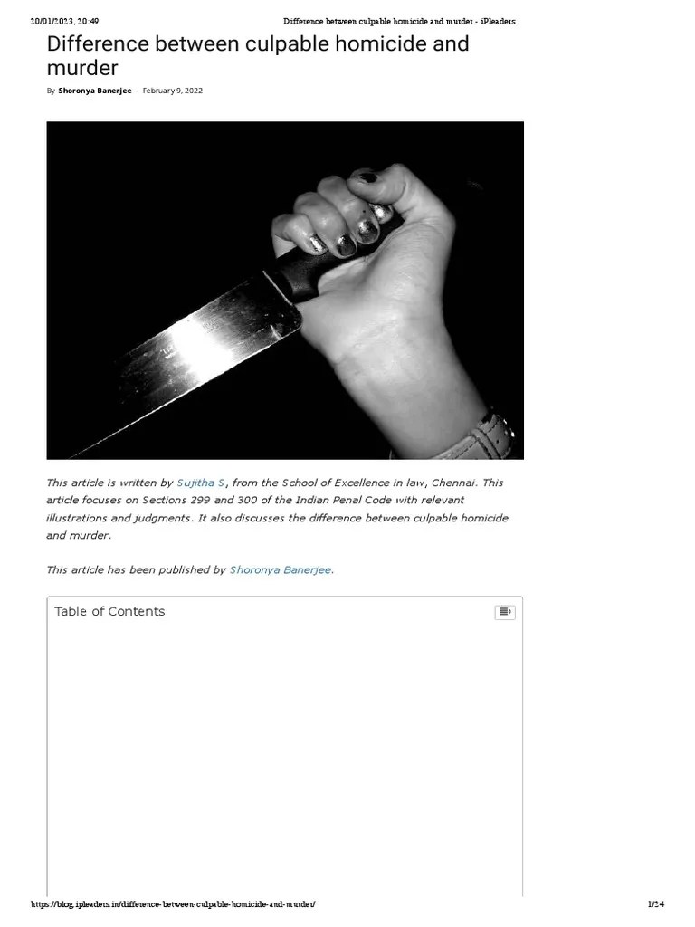 Difference Between Culpable Homicide And Murder - Ipleaders | PDF ...