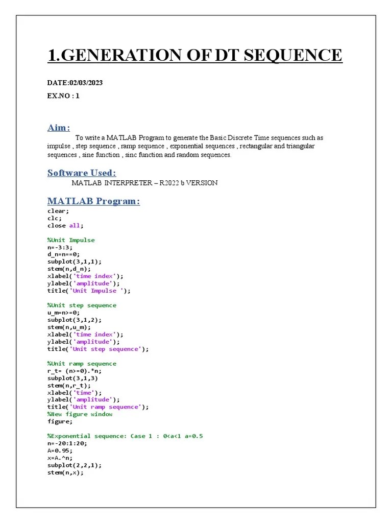 DSP Lab 1 | PDF | Signal Processing | Functions And Mappings