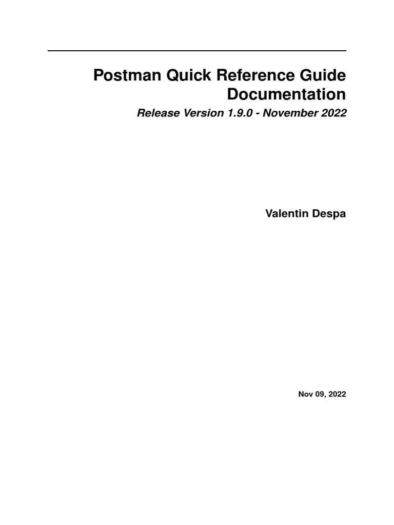 Postman Quick Reference Guide Readthedocs Io En Latest | PDF ...