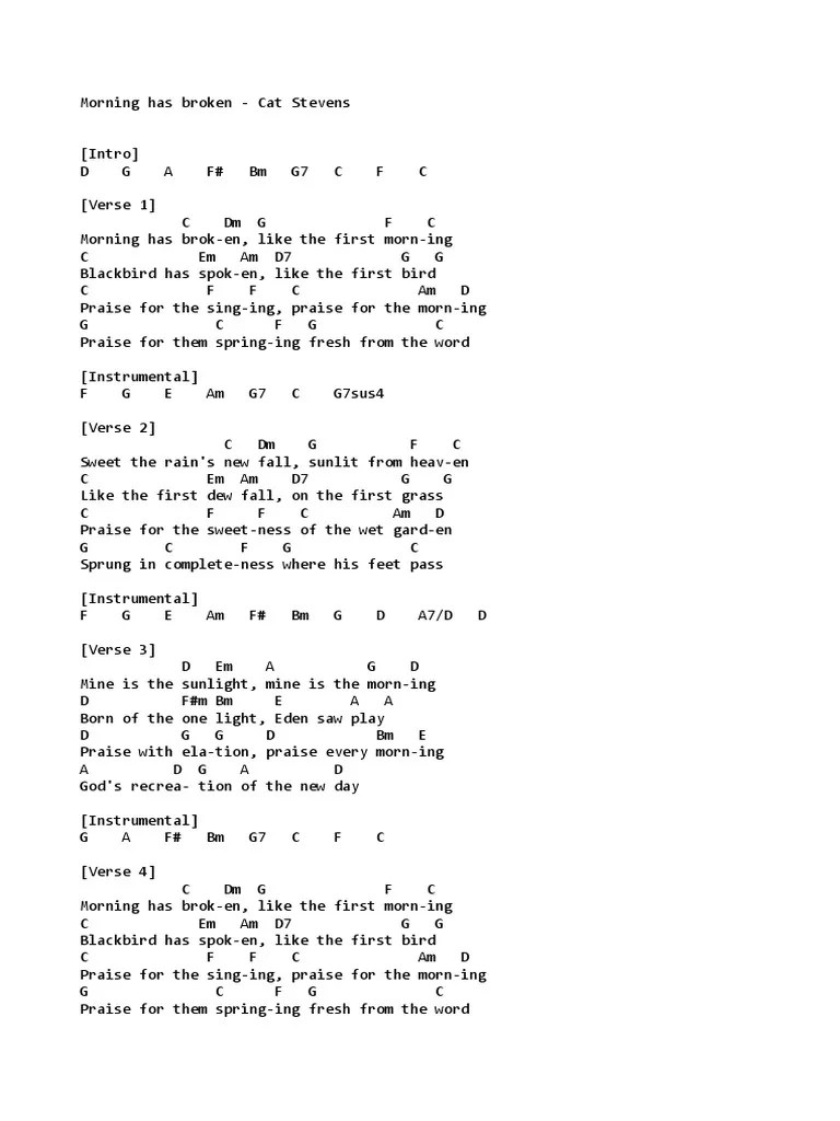 Morning Has Broken Cat Stevens PDF | PDF