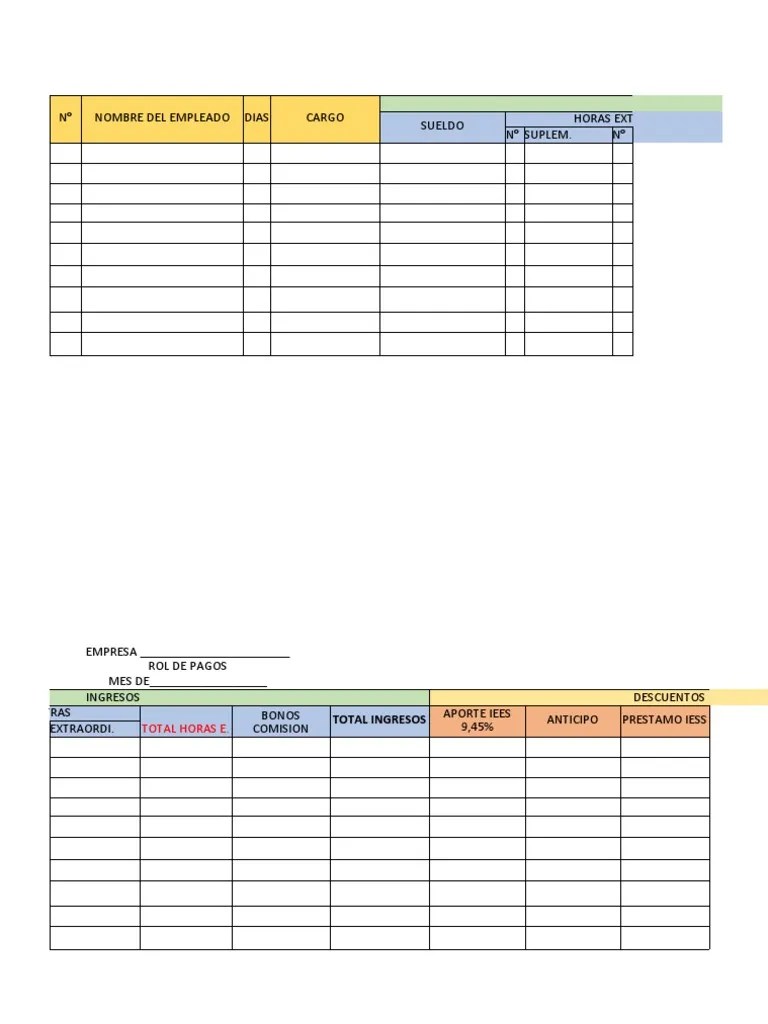 Formato Rol De Pagos | PDF