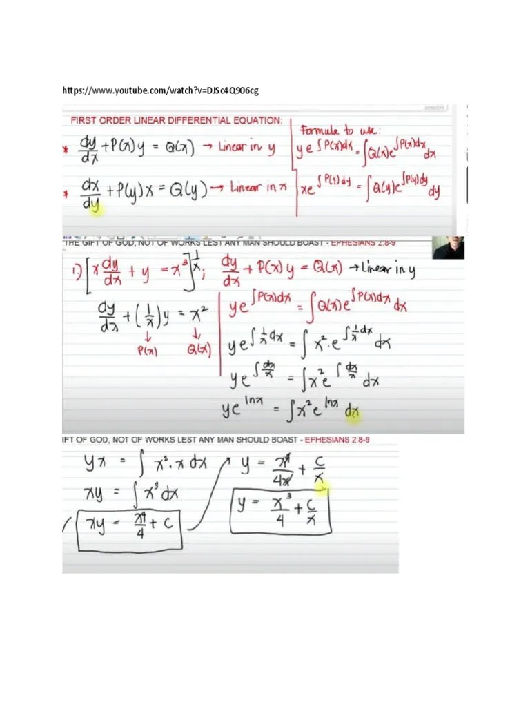 LECTURE NOTES 7 - First Order Differential Equations | PDF