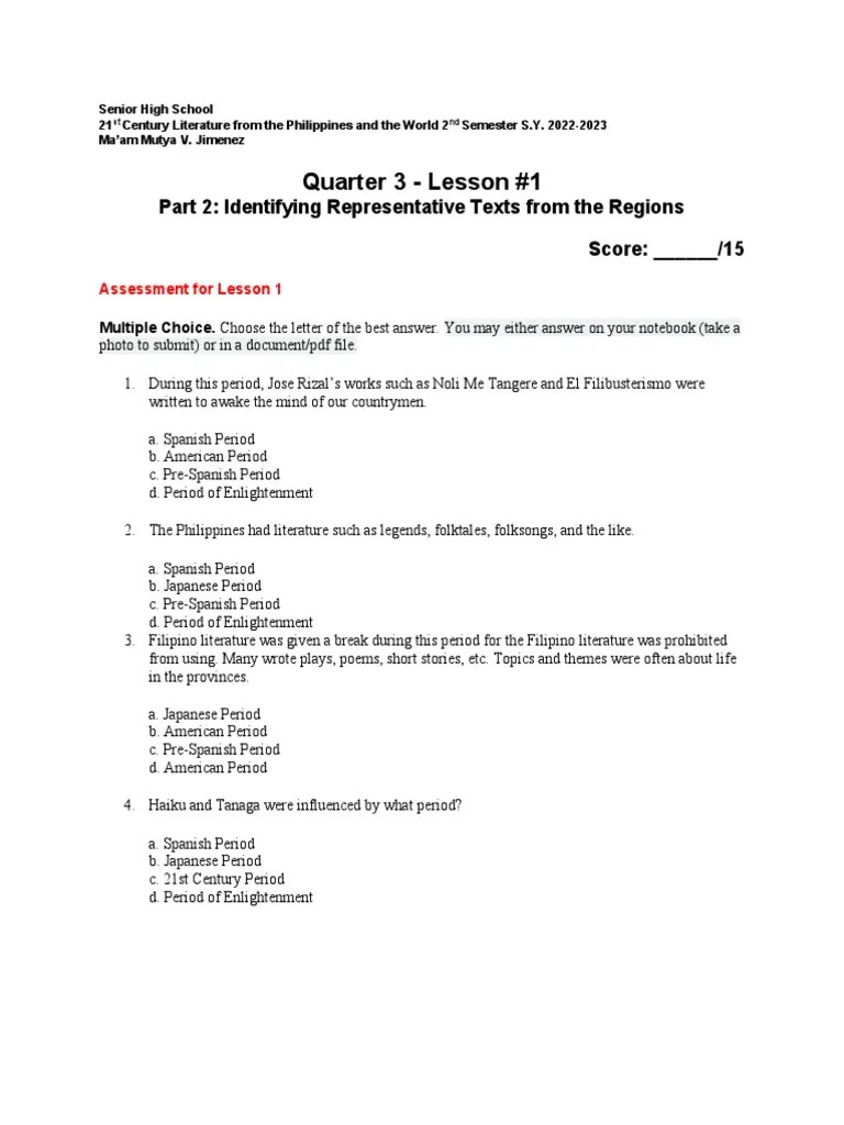 Activity 1 Part 1 | PDF | Philippines | Poetry