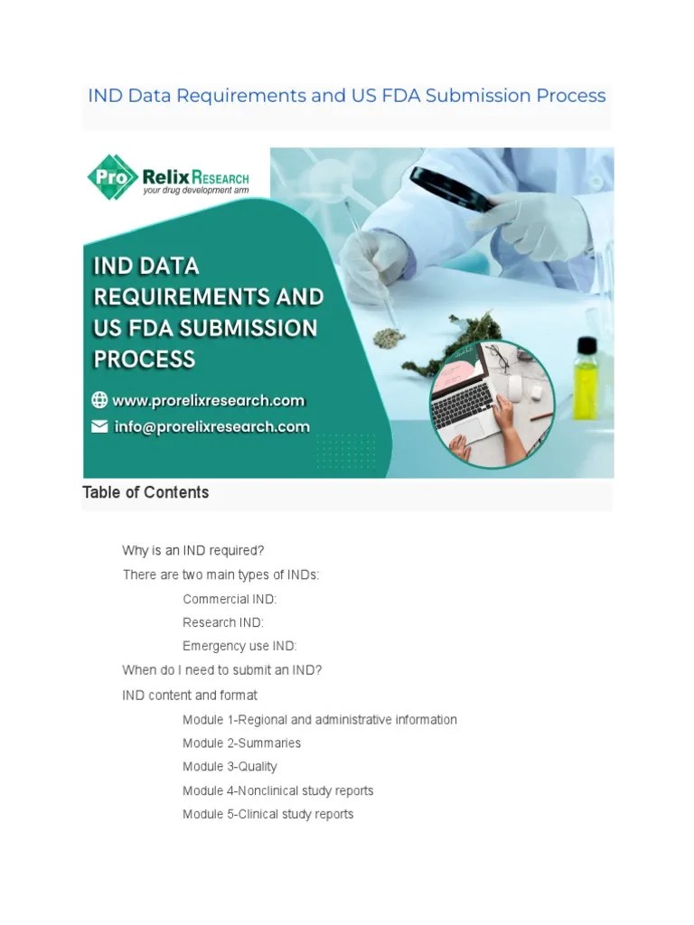 IND Data Requirements And US FDA Submission Process | PDF ...
