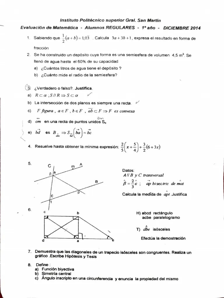 Examenes De Matematicas PDF | PDF | Triángulo | Geometría Elemental