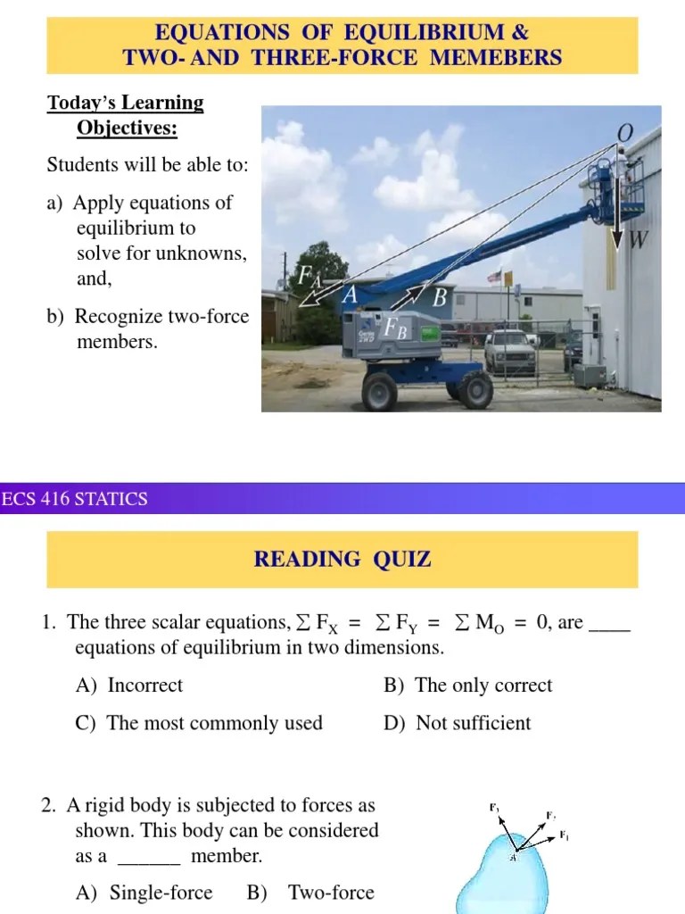 Chapter 4b STATICS | PDF | Force | Equations