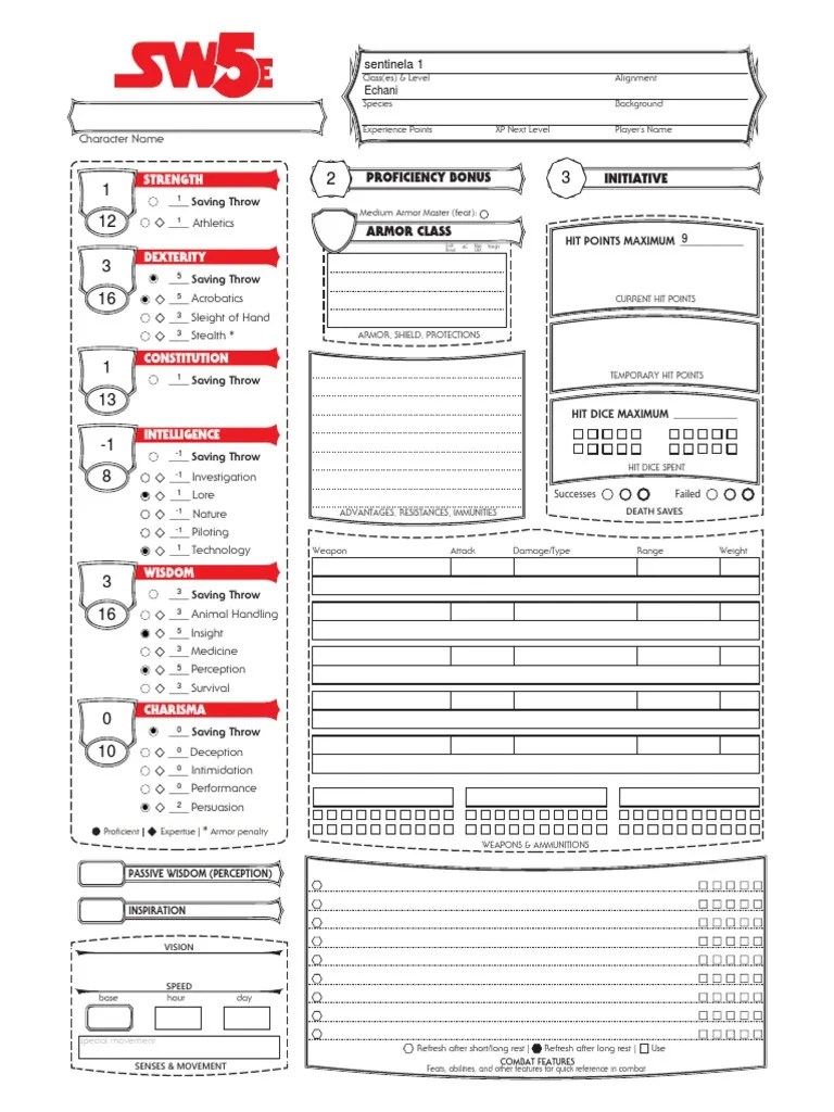 Sheet - Character (Fillable) RPG Star Wars PDF | PDF | Role Playing Games