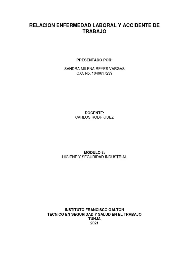 Relacion Enfermedad Laboral Y Accidente De Trabajo | PDF | Causas De La Muerte