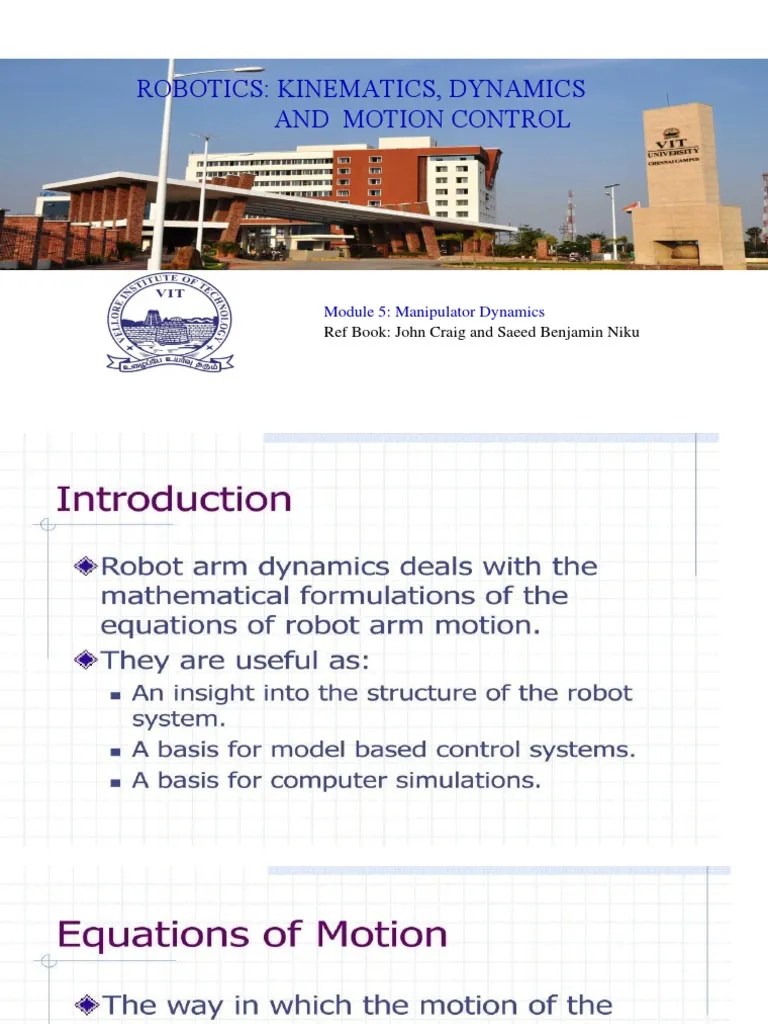 Robotics: Kinematics, Dynamics And Motion Control Module - 5 VIT | PDF ...
