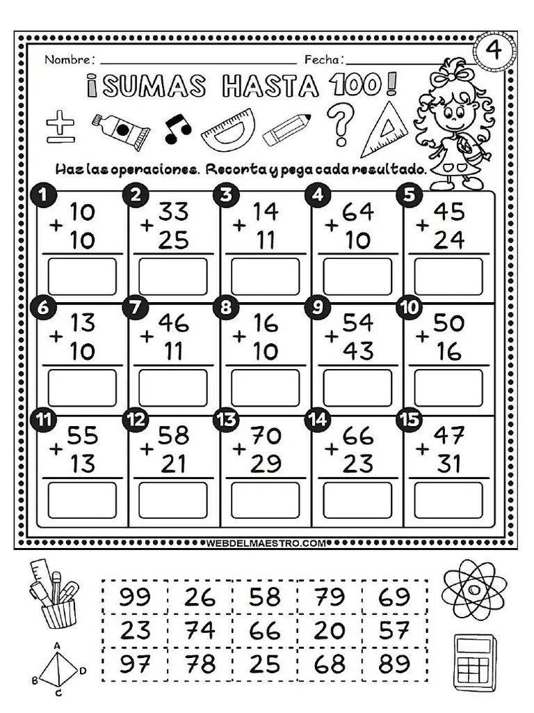 Sumas Primero De Primaria 4 | PDF