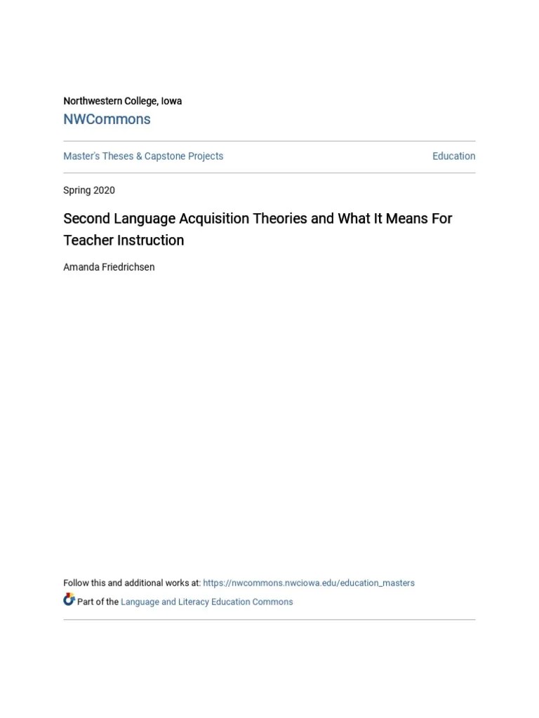 Friedrichsen, A. (2020) - Second Language Acquisition Theories And What It Means For Teacher ...