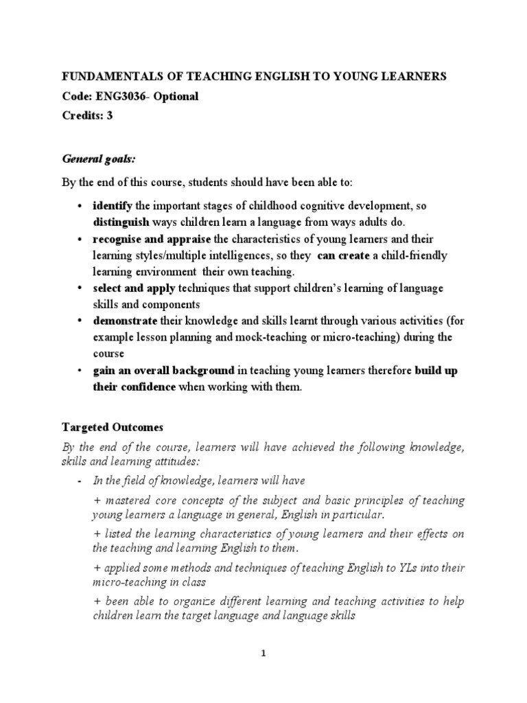 Teaching English To Young Learners | PDF | Learning | Phonics