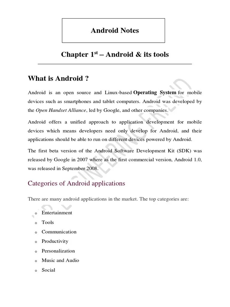 MAD Chapter 1 Notes | PDF | Android (Operating System) | Device Driver