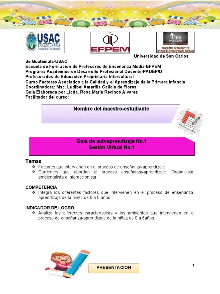 Guía De Aprendizaje 1 | PDF | Enseñando | Aprendizaje