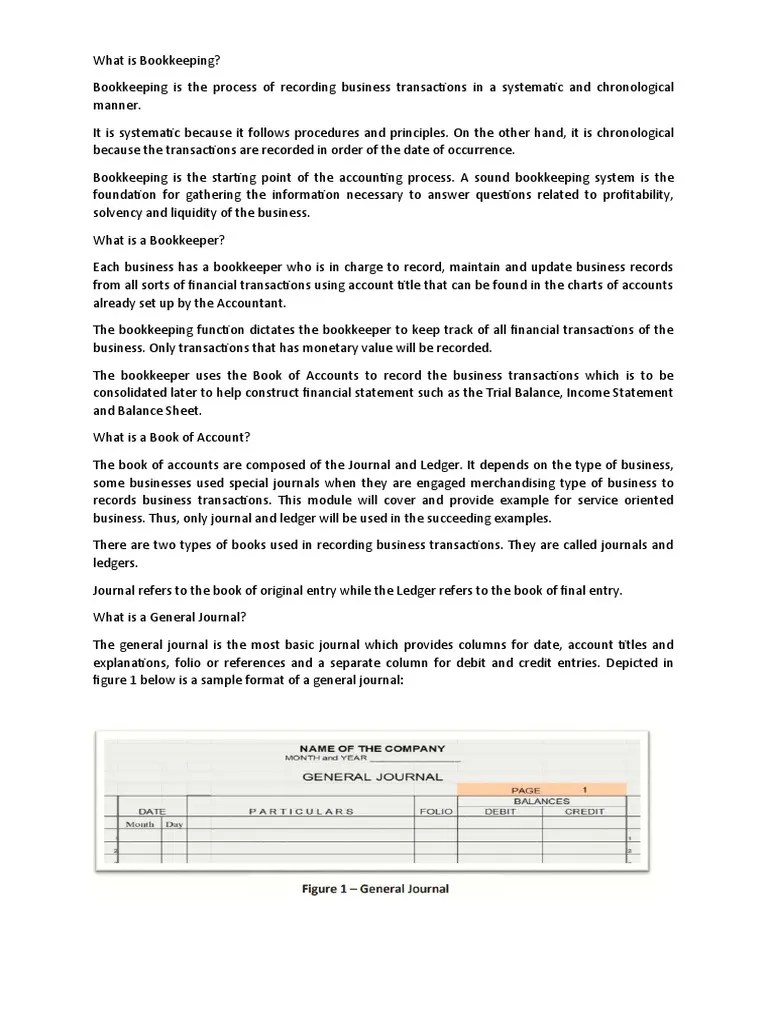 TOPIC 7 Bookkeeping Journal Ledger Trial Balance | PDF | Debits And ...