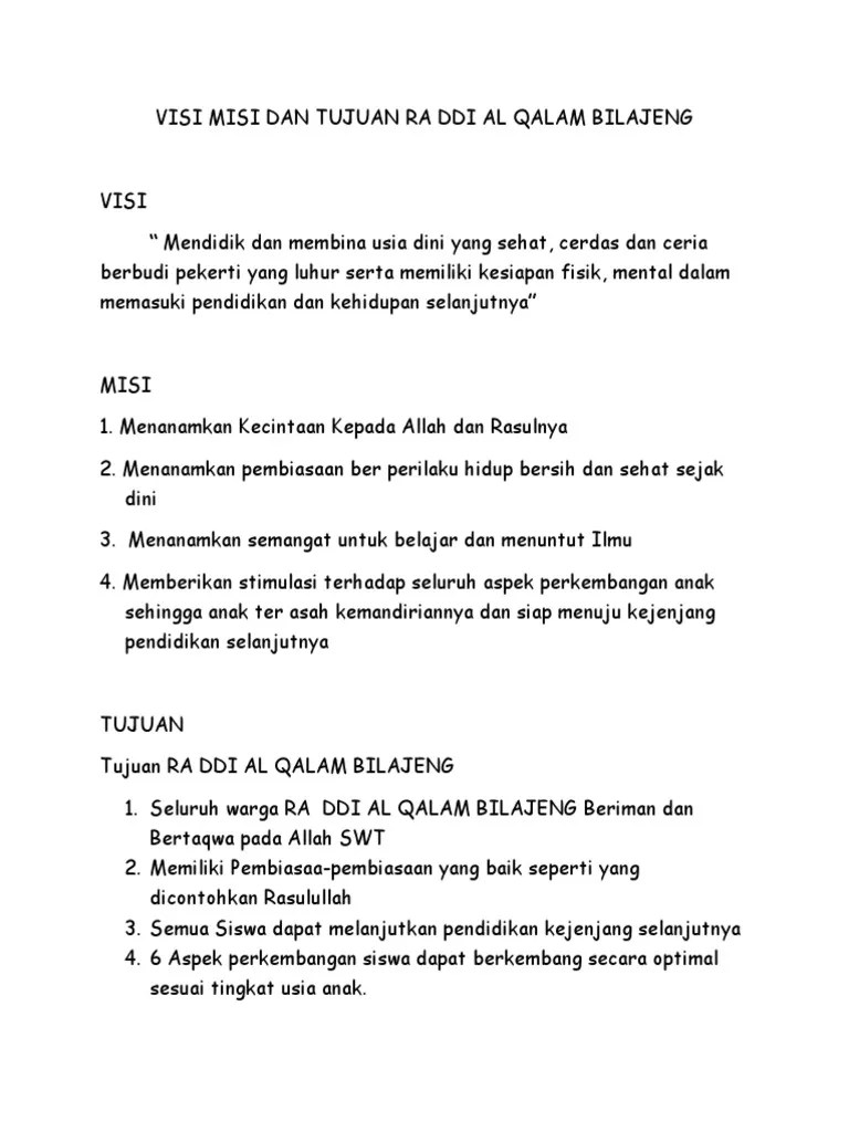 Visi Misi Dan Tujuan Ra Al Amin Ddi Masolo | PDF
