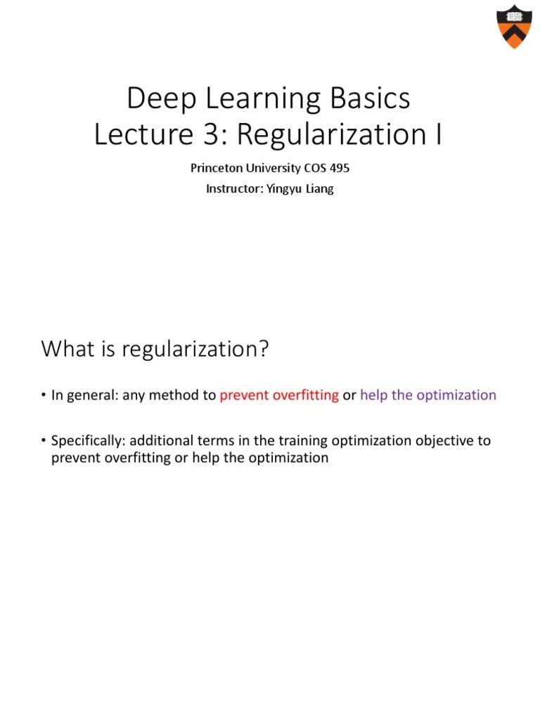 Deep Learning Basics Lecture 3 Regularization I | PDF | Mathematical ...